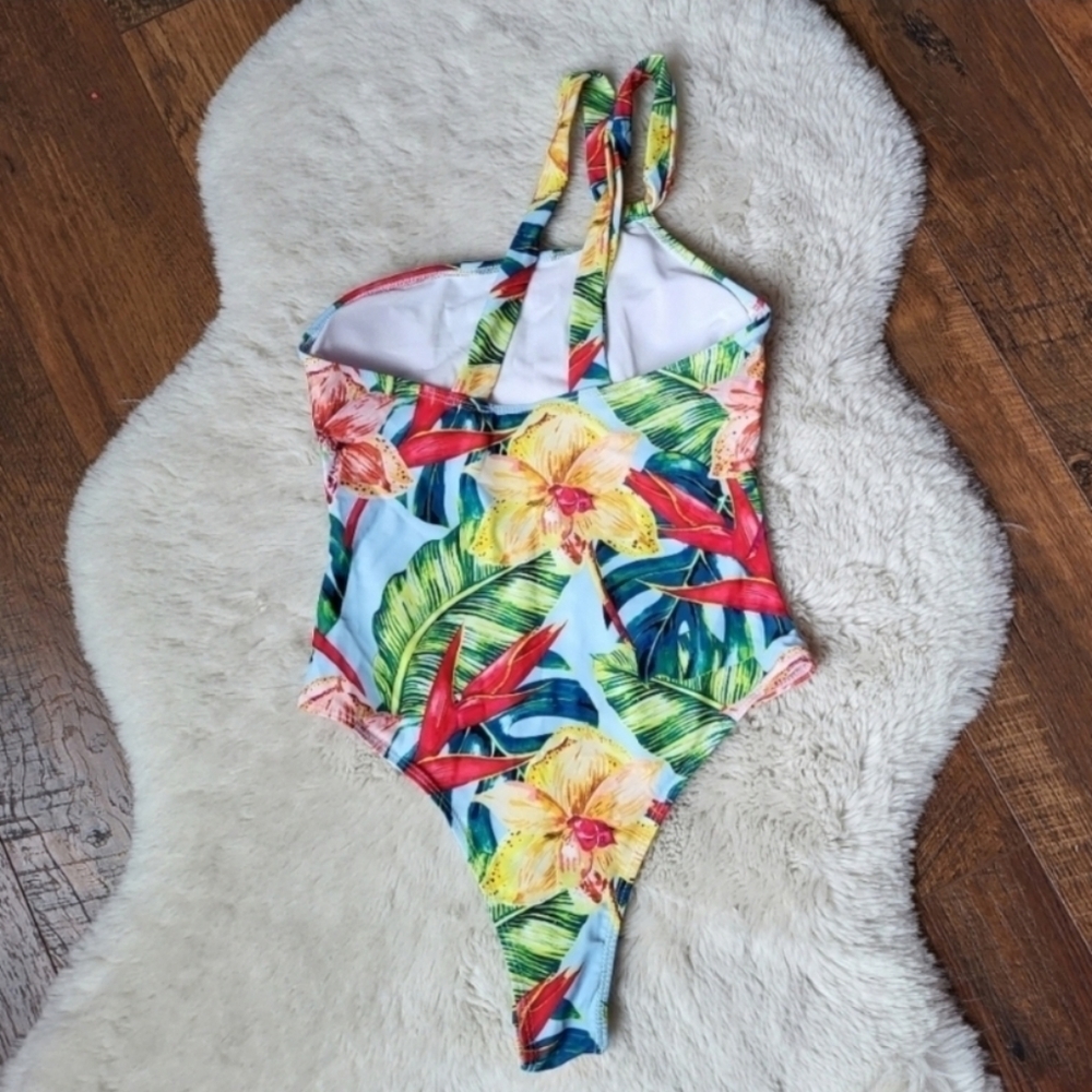 New Floral One Shoulder One-piece Swimsuit Women's Size M - Picture 5 of 5